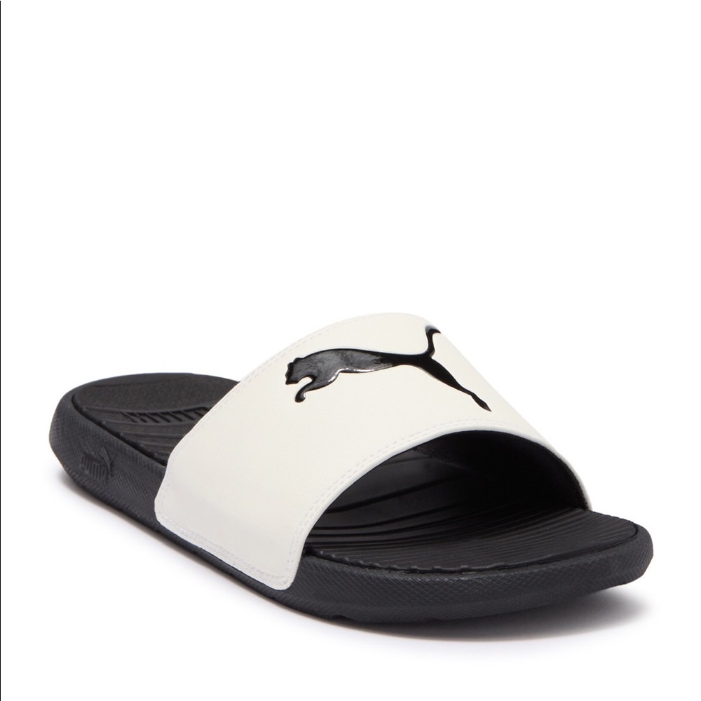 Puma white black slides